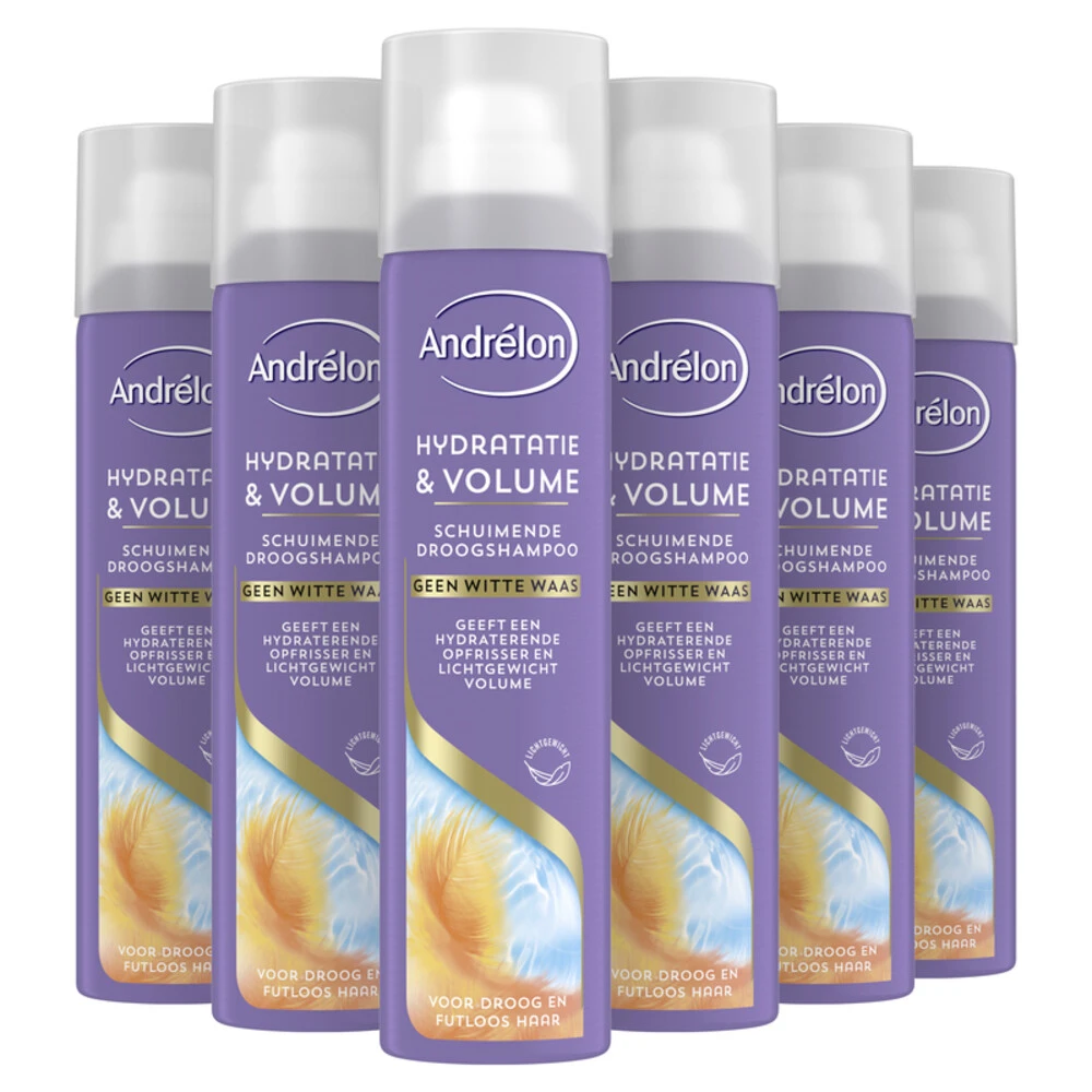 6x Andrelon Droogshampoo Schuimend Hydratatie & Volume 1 6x Andrelon Droogshampoo Schuimend Hydratatie & Volume