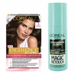 L'Oreal Lu0027Oréal Excellence Creme 3 Donkerbruin + Magic Retouch Uitgroeispray Bruin 75 Ml Pakket