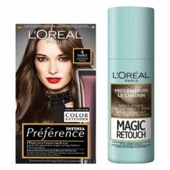 L'Oreal Lu0027Oréal Preference Haarkleuring 04 Tahiti - Middenbruin + Magic Retouch Uitgroeispray Middenbruin 75 Ml Pakket