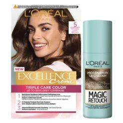 L'Oreal Lu0027Oréal Excellence Creme 5 Lichtbruin + Magic Retouch Uitgroeispray Middenbruin 75 Ml Pakket