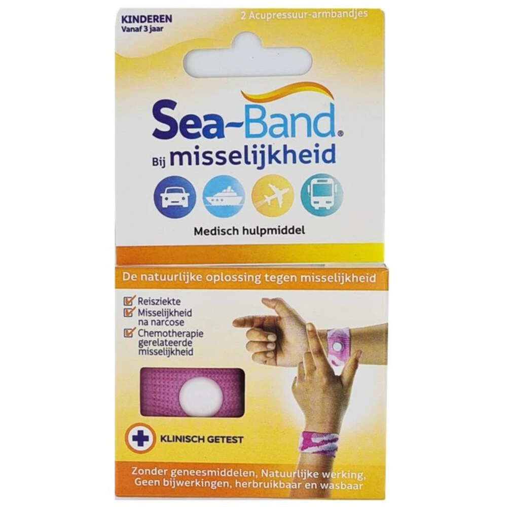 Sea Band Polsband Bij Misselijkheid Kinderen Roze 1 Sea Band Polsband Bij Misselijkheid Kinderen Roze