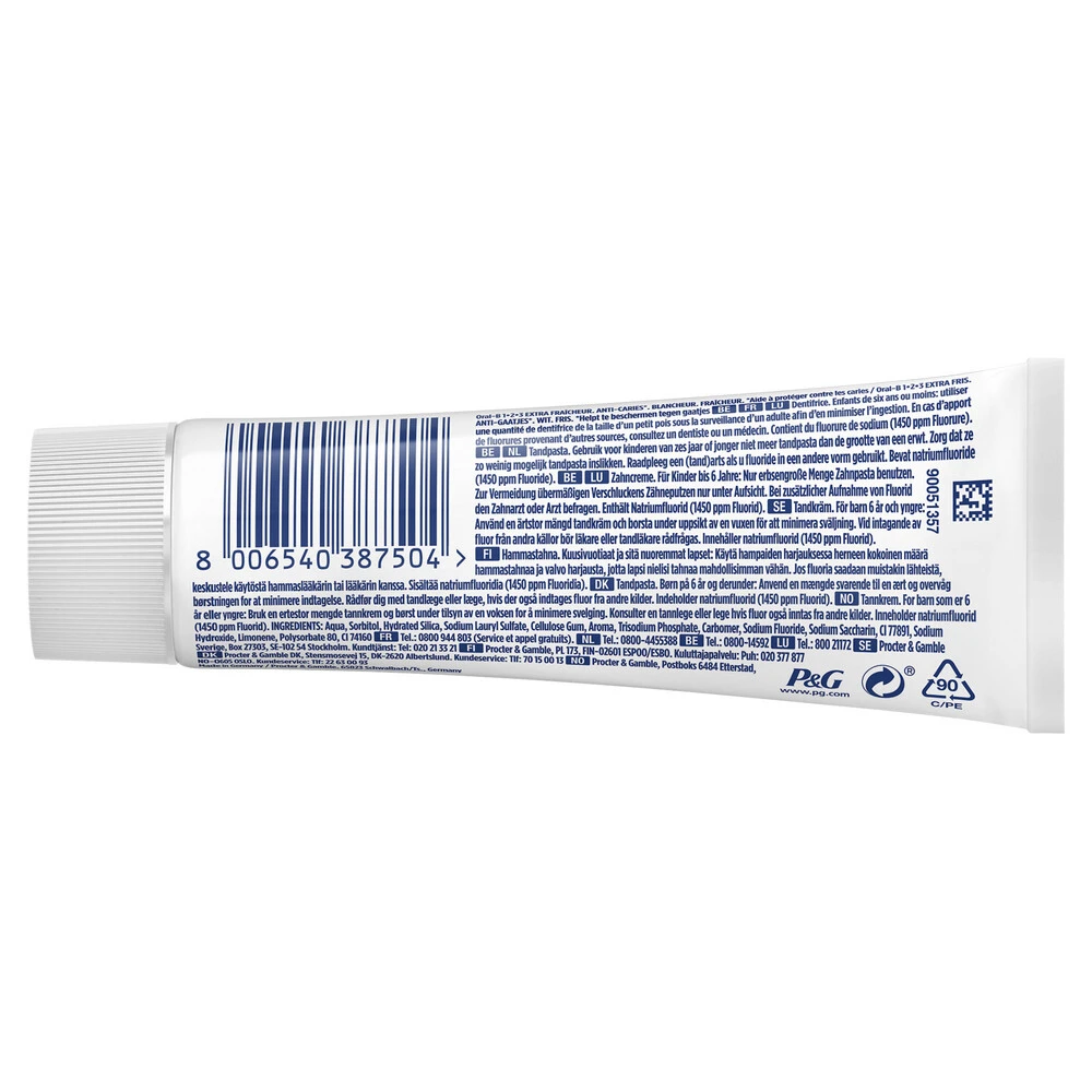 Oral B 12x Oral-B Tandpasta 1-2-3 Frisse Mint 2 Oral B 12x Oral-B Tandpasta 1-2-3 Frisse Mint - Afbeelding 2