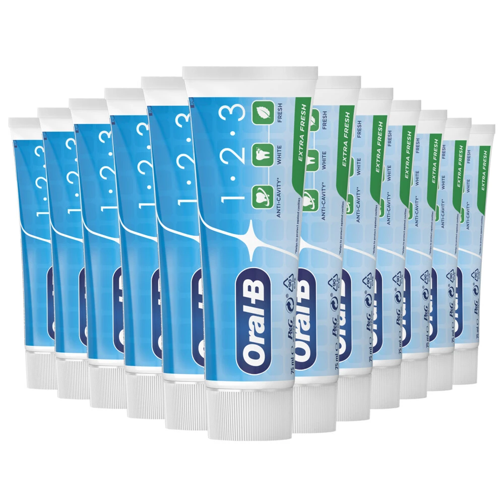 Oral B 12x Oral-B Tandpasta 1-2-3 Frisse Mint 1 Oral B 12x Oral-B Tandpasta 1-2-3 Frisse Mint