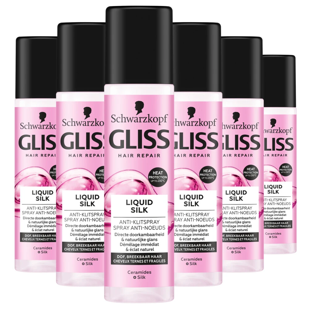 6x Gliss Anti-Klit Spray Liquid Silk 1 6x Gliss Anti-Klit Spray Liquid Silk