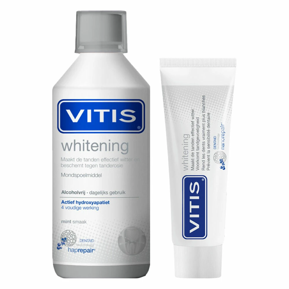 Vitis Whitening Tandpasta + Mondwater Pakket 1 Vitis Whitening Tandpasta + Mondwater Pakket