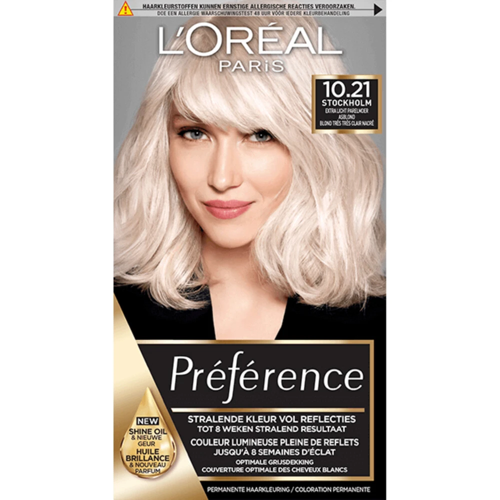L'Oreal Lu0027Oréal Preference Haarkleuring 10.21 Stockholm - Extra Licht Parelmoer Asblond 1 L'Oreal Lu0027Oréal Preference Haarkleuring 10.21 Stockholm - Extra Licht Parelmoer Asblond